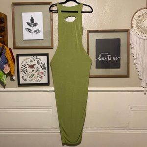 Long shimmery light green dress